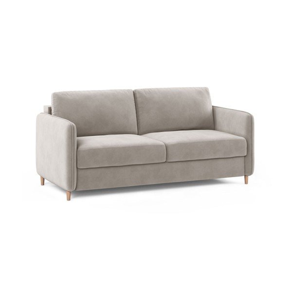 Beżowa aksamitna sofa do spania 184 cm – Micadoni -image-2
