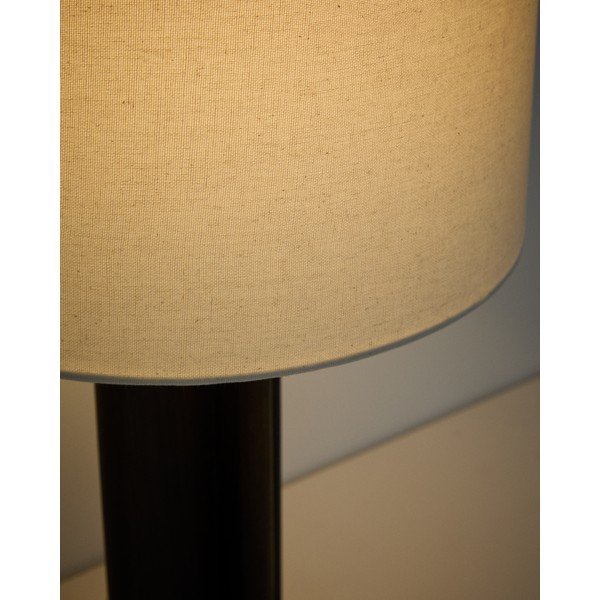 Biała/ciemnobrązowa lampa stołowa z litego drewna kauczukowego z tekstylnym kloszem (wysokość 48 cm) Niani – Kave Home-image-3