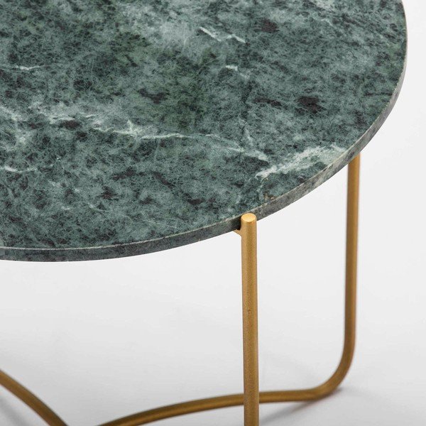 Stolik z zielonym blatem z marmuru i z nogami w złotej barwie Thai Natura, ∅ 57 cm-image-1