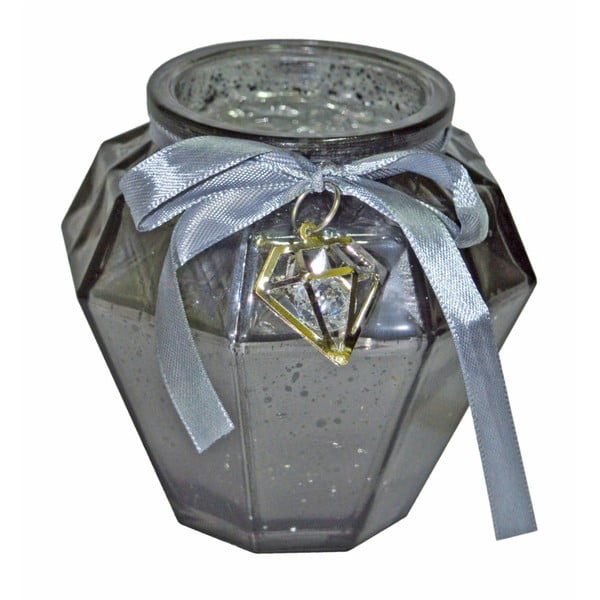 Szary świecznik szklany Ewax, wys. 9 cm