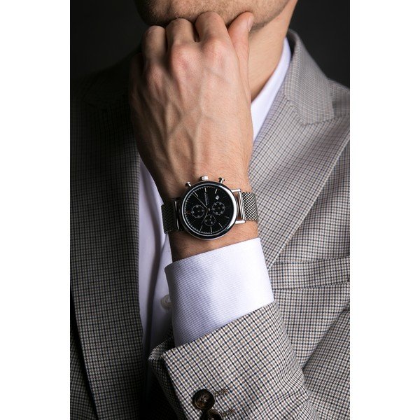 Męski zegarek z bransoletką ze stali nierdzewnej w kolorze srebra Walter Bach Style-image-4