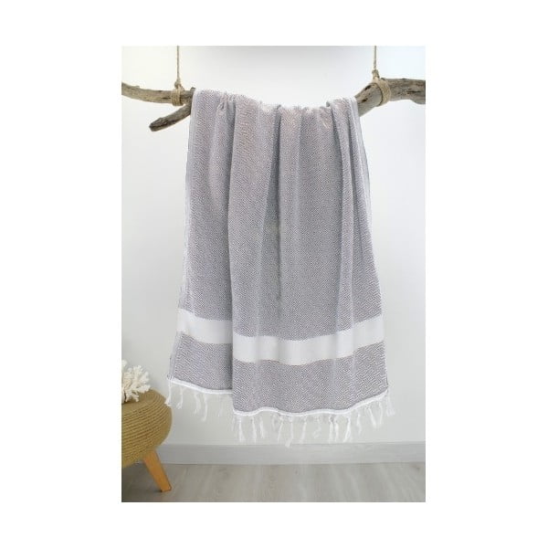 Szary ręcznik Hammam Diamond Style, 100x180 cm