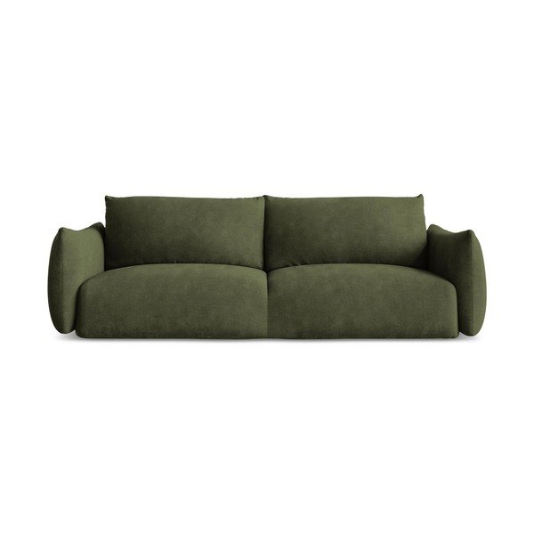 Zielona rozkładana sofa z tkaniny szenilowej 230 cm Leila – Makamii