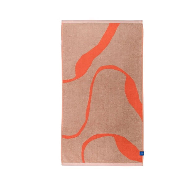 Pomarańczowo-jasnobrązowy ręcznik kąpielowy z bawełny organicznej 70x133 cm Nova Arte – Mette Ditmer Denmark