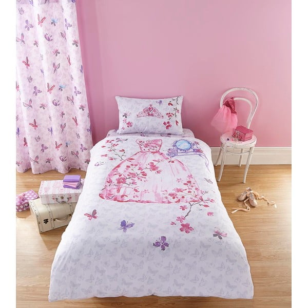 Różowa zasłona do pokoju dziecięcego Catherine Lansfield Glamour Princess, 168x183 cm