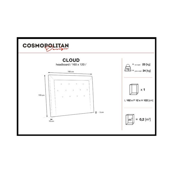 Zielononiebieski zagłówek łóżka Cosmopolitan Design Cloud, szer. 160 cm-image-4