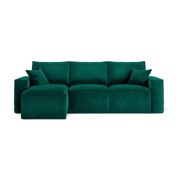 Ciemnozielona narożna sofa Cosmopolitan Design Florida, lewostronna