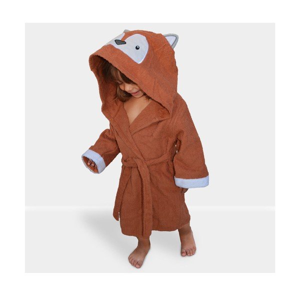 Pomarańczowy bawełniany szlafrok dziecięcy rozmiar L Fox – Rocket Baby-image-3