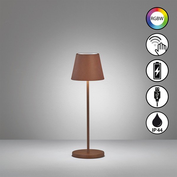 Brązowa lampa stołowa LED z metalowym kloszem (wysokość 34 cm) Cosenza – Fischer & Honsel-image-2