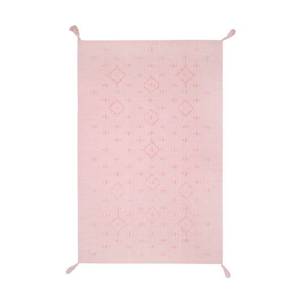 Różowy dywan wykonany ręcznie z bawełny Nattiot, 110x150 cm