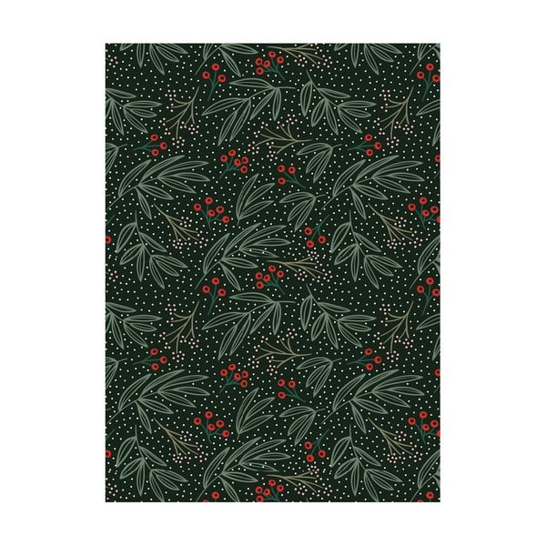 5 arkuszy zielonego papieru do pakowania prezentów eleanor stuart No. 7 Winter Floral, 50x70 cm