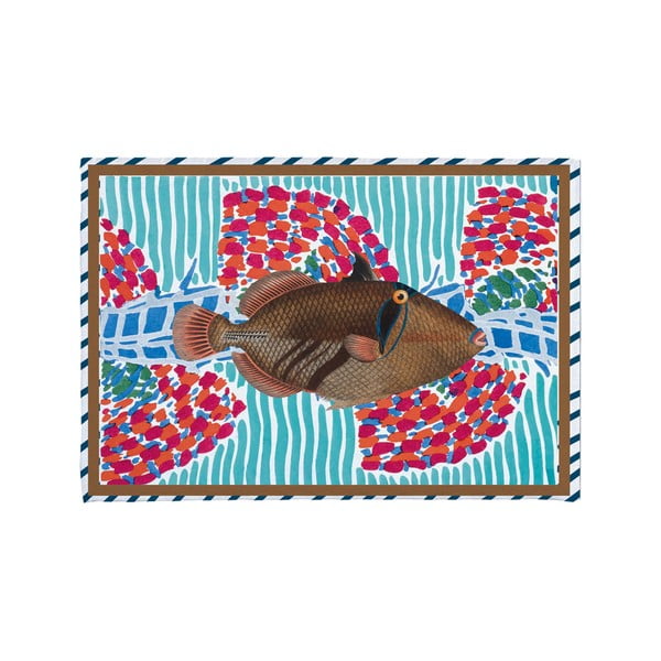 Turkusowy dywanik łazienkowy 40x60 cm Tufted Fish – Really Nice Things