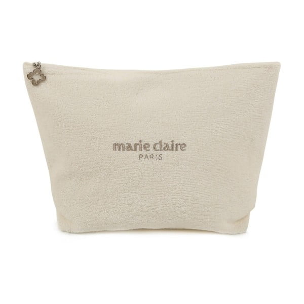 Kremowa kosmetyczka z edycji specjalnej Marie Claire, długość 22 cm
