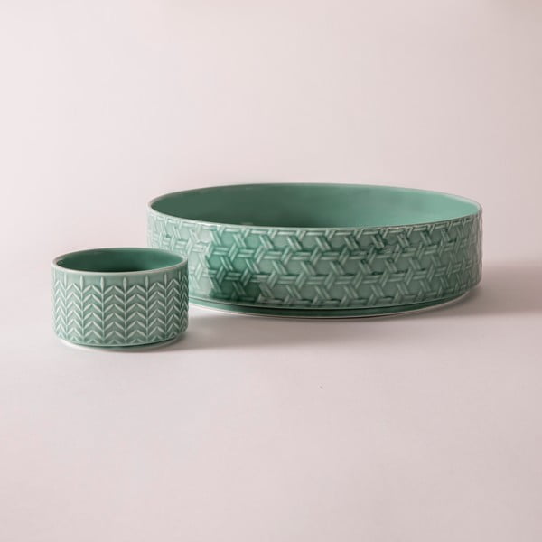 Turkusowe porcelanowe miski do serwowania zestaw 2 szt. ø 30 cm Heath Jade – Ladelle-image-2