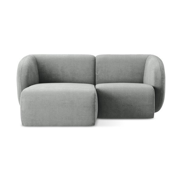 Szary narożnik z tkaniny szenilowej (lewostronny/z szezlongiem) Lani – Makamii