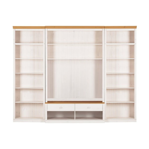 Biały zestaw pod TV z litego drewna sosnowego 288x223 cm Anita – Støraa