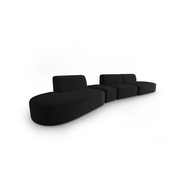 Czarna aksamitna sofa lewostronna 428 cm Paolo – Milo Casa-image-2