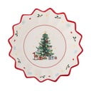 Czerwono-kremowy ceramiczny talerz do serwowania ze świątecznym motywem ø 20 cm Naive – Bloomingville