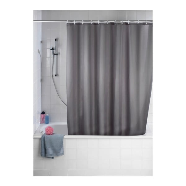 Szara zasłona prysznicowa z warstwą przeciw pleśni Wenko, 180x200 cm-image-1