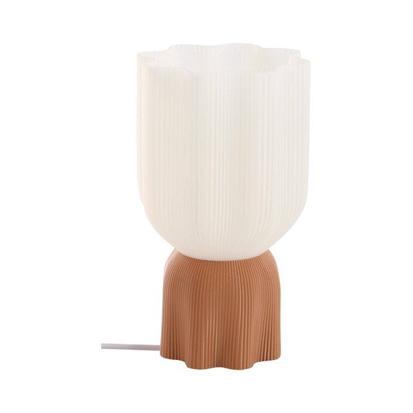 Biała/brązowa plastikowa lampa stołowa (wysokość 27 cm) Camier – Jotex