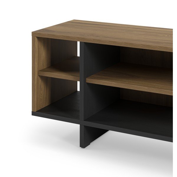 Czarna/w naturalnym kolorze szafka pod TV w dekorze dębu 160x44x36 cm Cequoia – Marckeric-image-4