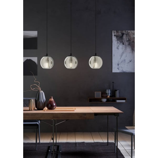 Czarna lampa wisząca ze szklanym kloszem ARISCANI – EGLO-image-1