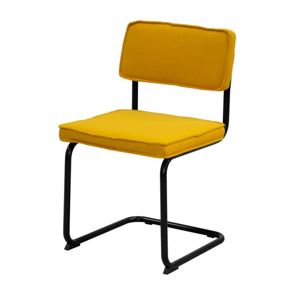 Żółte krzesło z czarnymi nogami Aemely