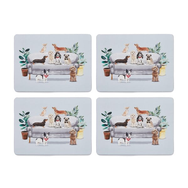 Zestaw 4 korkowych mat stołowych 21.5x29 cm Cooksmart ® Curious Dogs-image-2