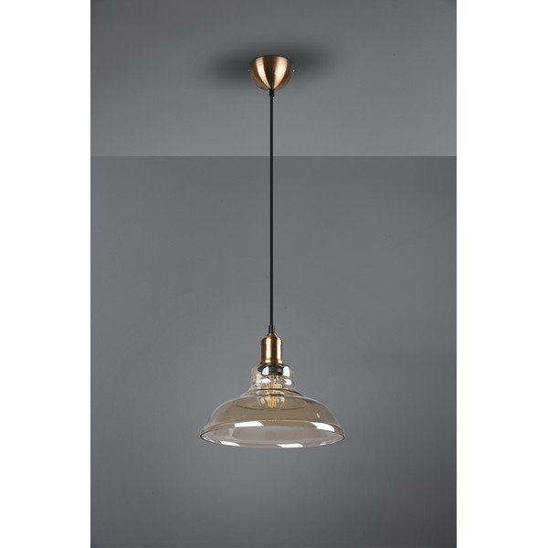 Metalowa lampa wisząca w kolorze mosiądzu ze szklanym kloszem ø 28 cm Aldo – Reality-image-3