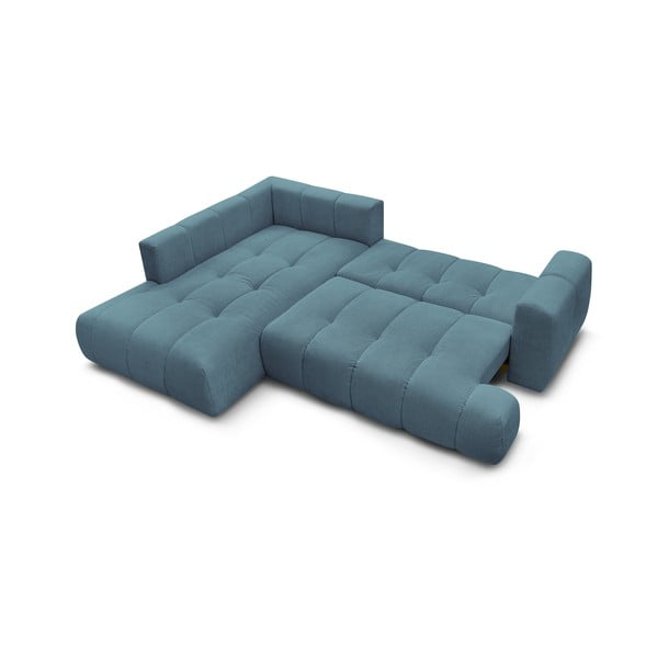 Niebieski rozkładany/ze schowkiem narożnik (lewostronny/w kształcie litery L) Fuji – Bobochic Paris-image-4