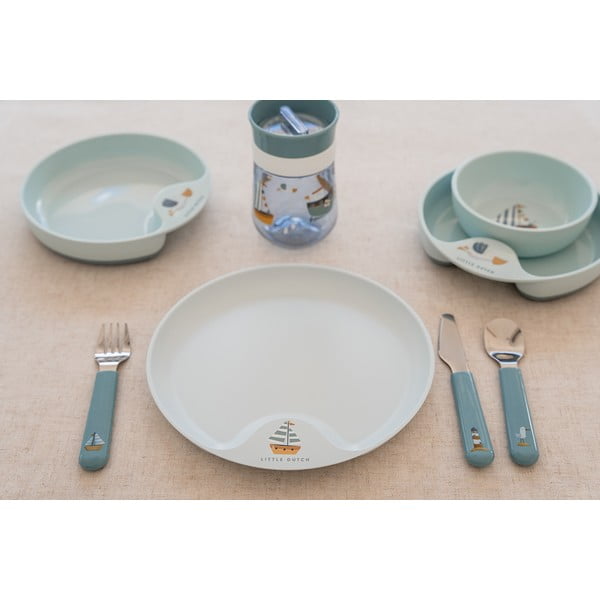 Sztućce dla dzieci w jasnozielonym-srebrnym kolorze ze stali nierdzewnej 3 szt. Little farm – Mepal-image-4