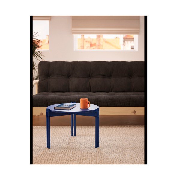 Niebieski okrągły stolik z litego drewna sosnowego ø 80 cm Sticks – Karup Design-image-4