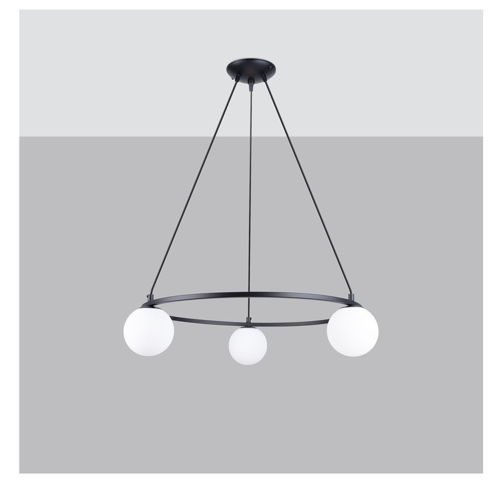 Biało-czarna lampa wisząca ze szklanym kloszem Umerta – Sollux (zdjęcie 4)