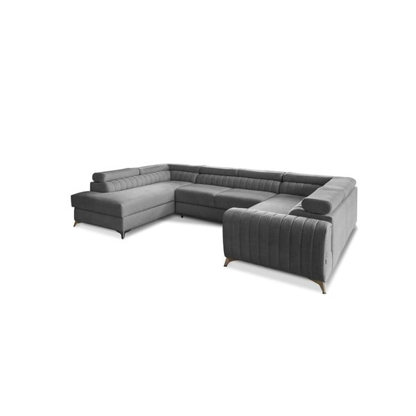 Ciemnoszary rozkładany/ze schowkiem narożnik (lewostronny/w kształcie litery U) Louis – ELTAP