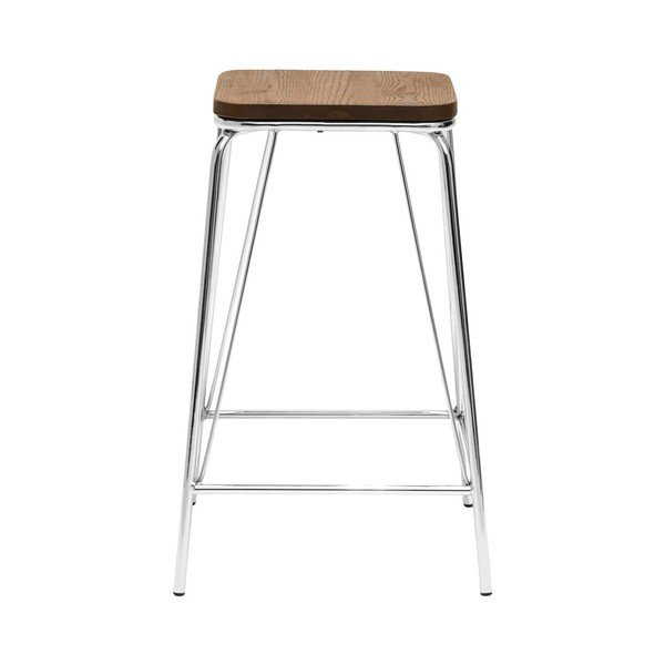 Stołek z litego drewna wiązu w kolorze srebra/w naturalnym kolorze District – Premier Housewares-image-2