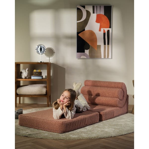 Różowy fotel dziecięcy z materiału bouclé Flipster – Wigiwama-image-4