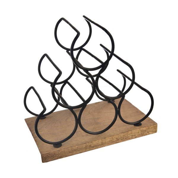 Drewniany/metalowy stojak na wino liczba butelek 6 Black – Orion