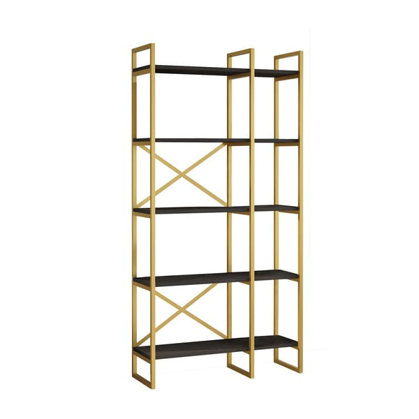 Regał w kolorze złota i czarnym 87,5x175 cm Monica – Kalune Design