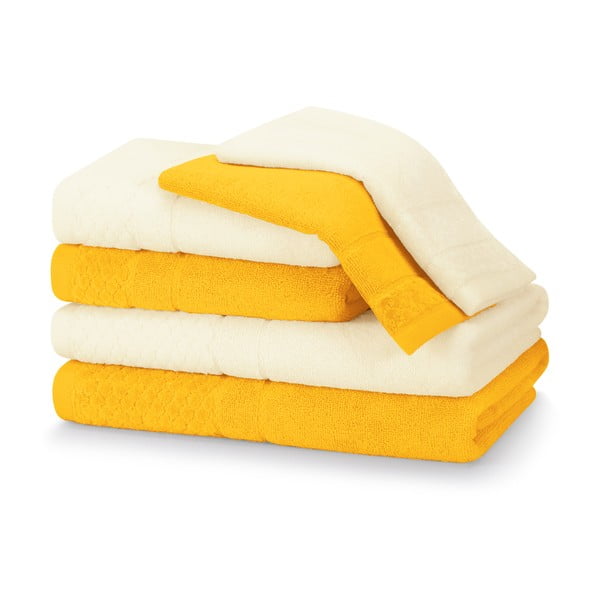Żółte bawełniane ręczniki zestaw 6 szt. frotte Rubrum – AmeliaHome