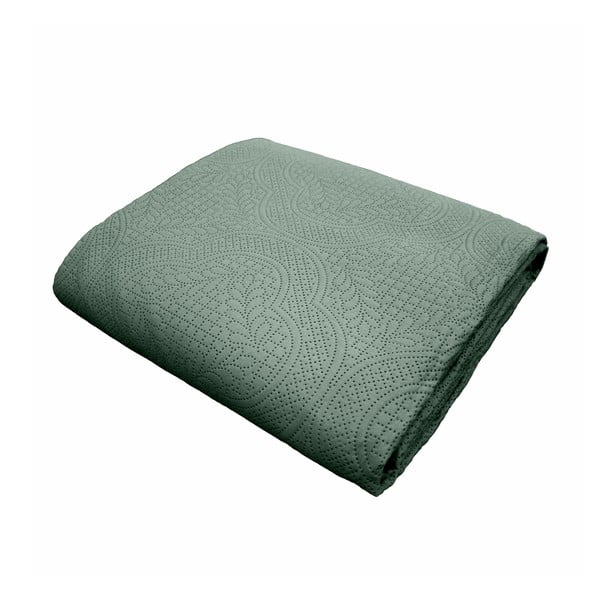 Zielony zestaw narzuty na łóżko i poszewki na poduszkę z mikrowłókna 240x260 cm Romane – douceur d'intérieur