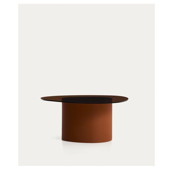 Brązowy stolik ze szklanym blatem 74x81,5 cm Olir – Kave Home-image-3