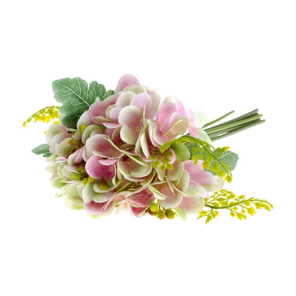 Różowy sztuczny kwiat dekoracyjny w stylu hortensji z paprocią Dakls