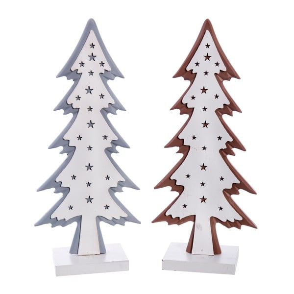 Zestaw 2 drewnianych dekoracji świątecznych Ixia Christmas Trees