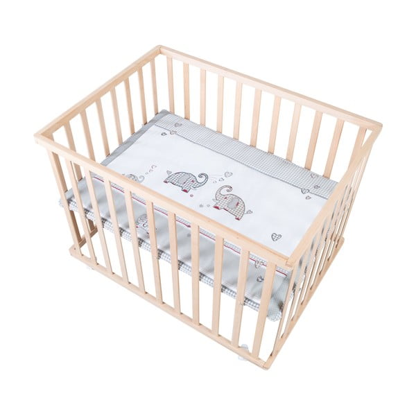 Kojec dla dzieci na kółkach w naturalnym kolorze 100x75 cm Jumbo Twins – Roba