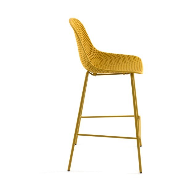 Metalowy/plastikowy hoker ogrodowy w kolorze ochry Quinby – Kave Home-image-3