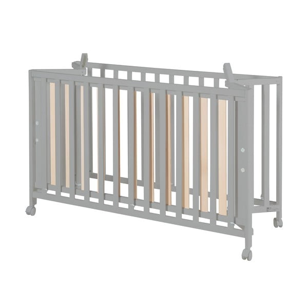 Szare łóżeczko na kółkach 60x120 cm Fold up – Roba-image-2