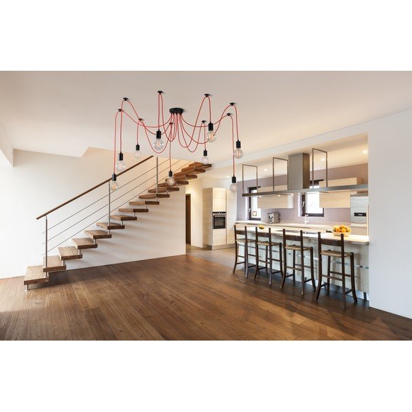 Czerwona lampa wisząca z 9 żarówkami Filament Style Spider-image-3