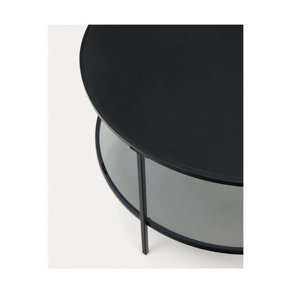 Czarny okrągły stolik ze szklanym blatem ø 80 cm Gilda – Kave Home-image-1