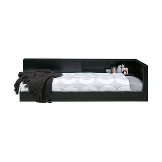 Czarne łóżko jednoosobowe z drewna sosnowego WOOOD Connect, 90x200 cm