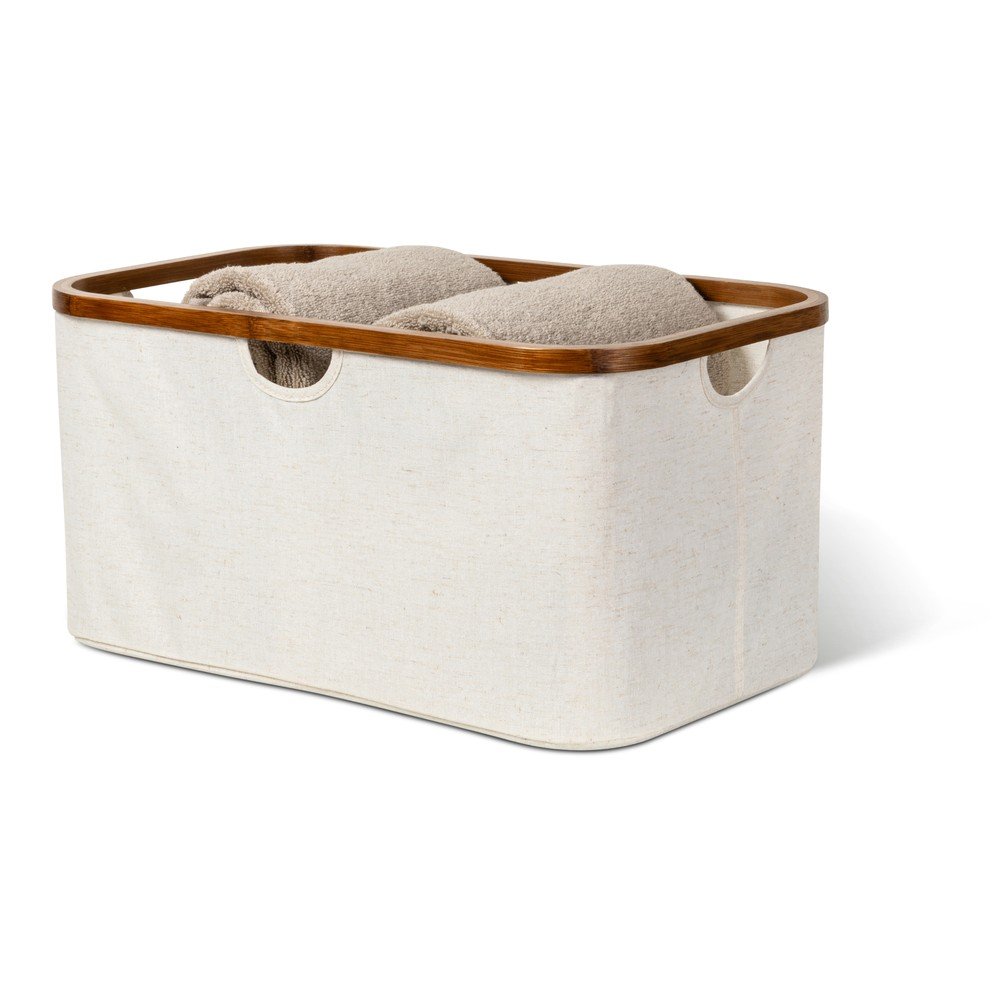 Kremowy tekstylny kosz na pranie składany Bamboo/Linen – Bigso (zdjęcie 8)